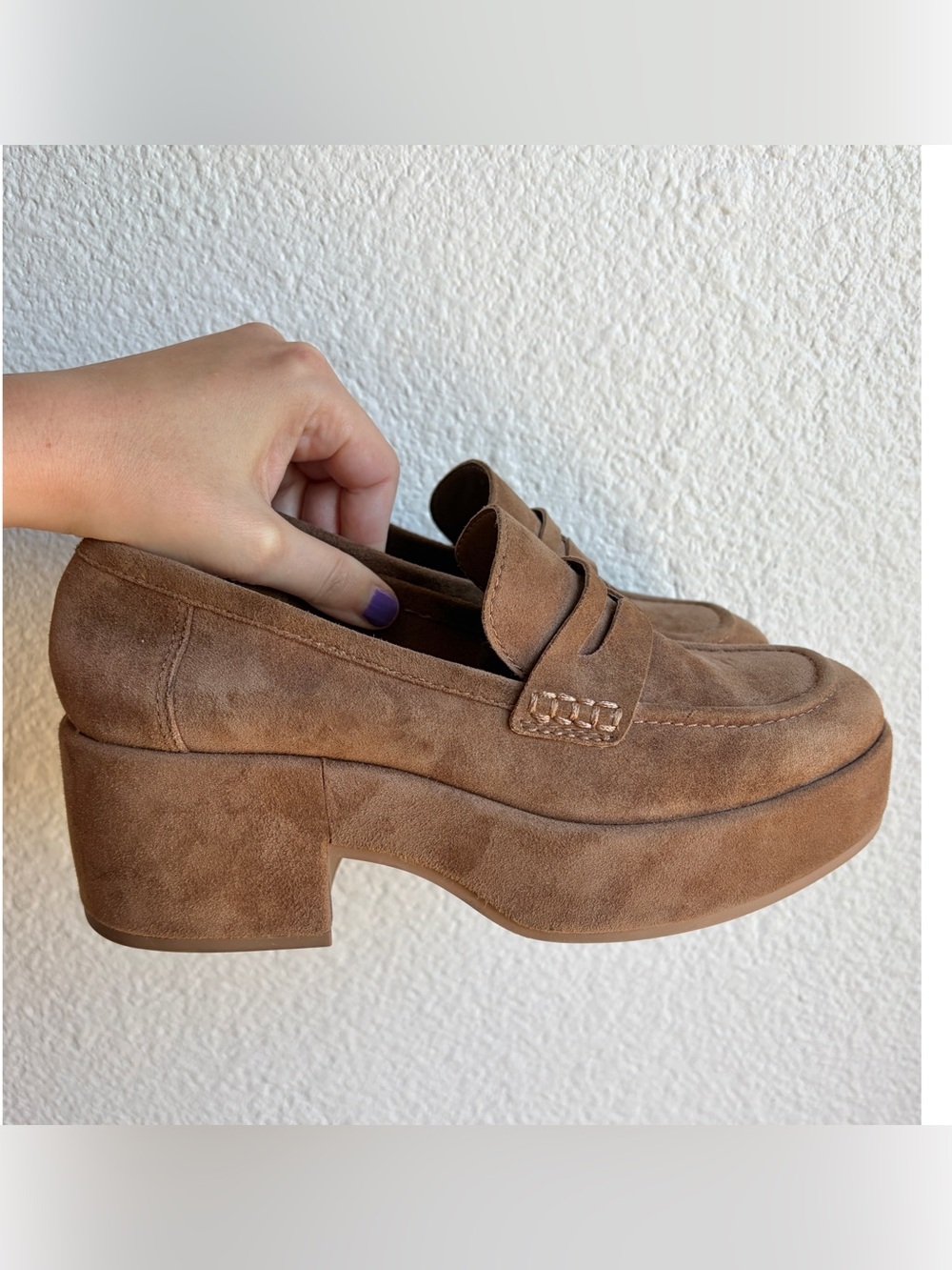 Dolce Vita Yanni Chunky Suede Loafers Chestnut Brown 6.5